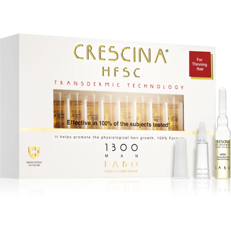 Crescina Transdermic 1300 Re-Growth nega za spodbujanje rasti in proti izpadanju las za moške 20x35 ml