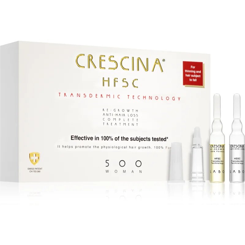 Crescina Transdermic 500 Re-Growth and Anti-Hair Loss nega za spodbujanje rasti in proti izpadanju las za ženske 20x3.5 ml