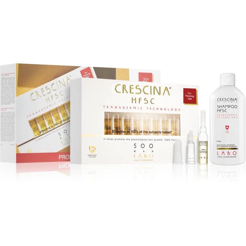 Crescina Transdermic 500 Re-Growth darilni set za pospeševanje rasti las za moške 500