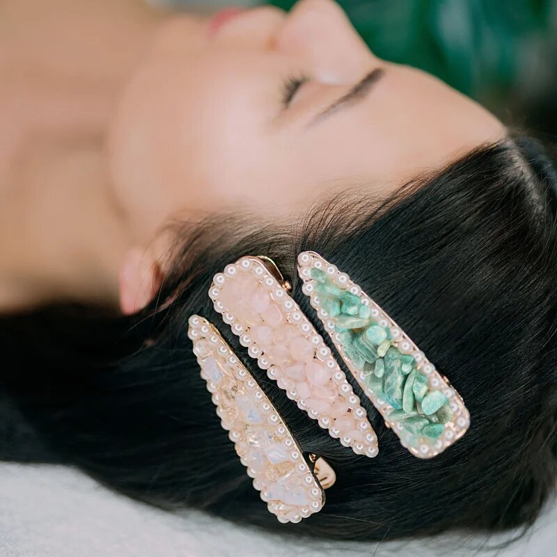 Crystallove Amazonite Hair Clip sponka za lase 1 kos