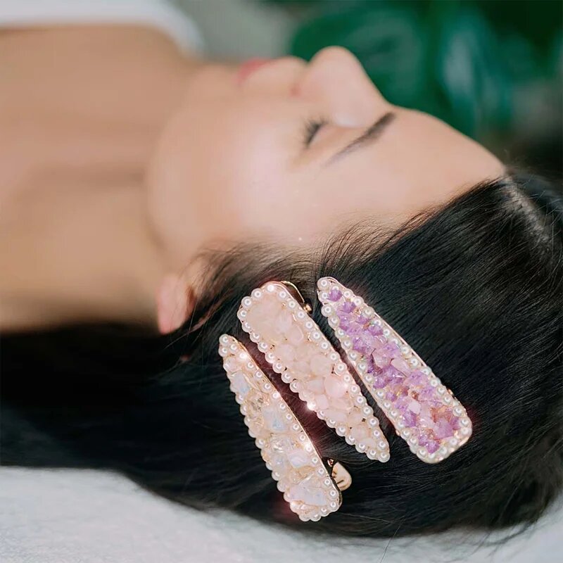 Crystallove Amethyst Hair Clip sponka za lase 1 kos