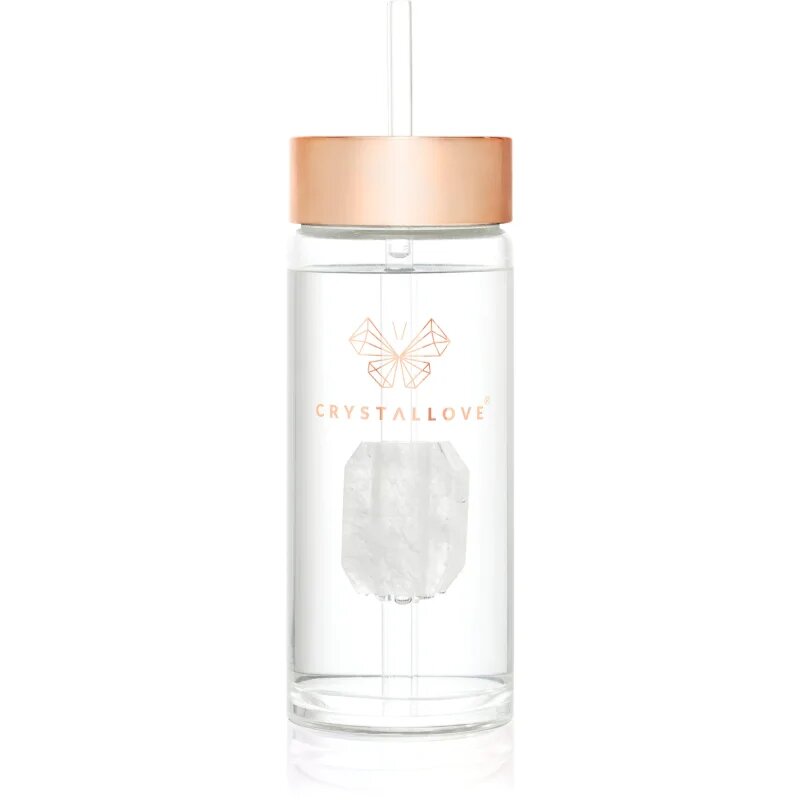 Crystallove Amethyst Straw Water Bottle Posoda za vodo s slamico Clear 1 kos