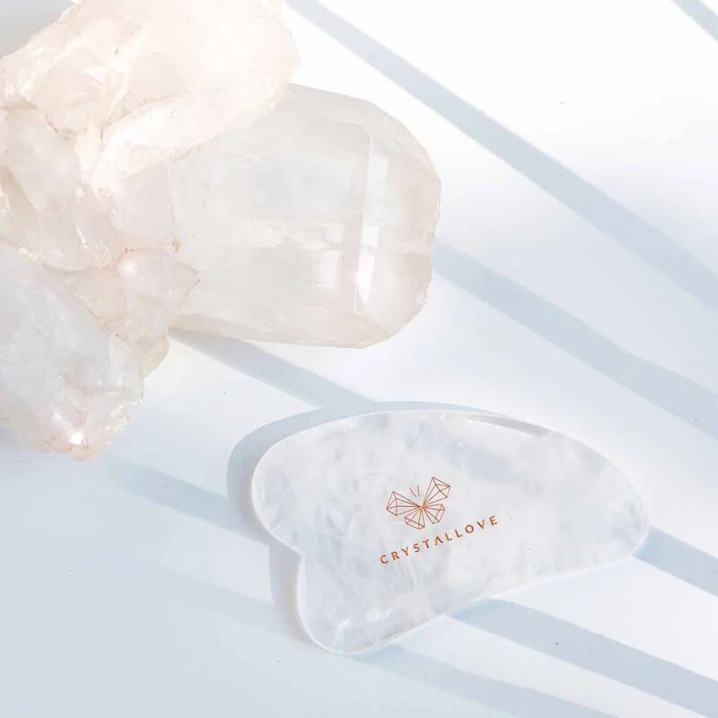 Crystallove Clear Quartz Gua Sha pripomoček za masažo 1 kos