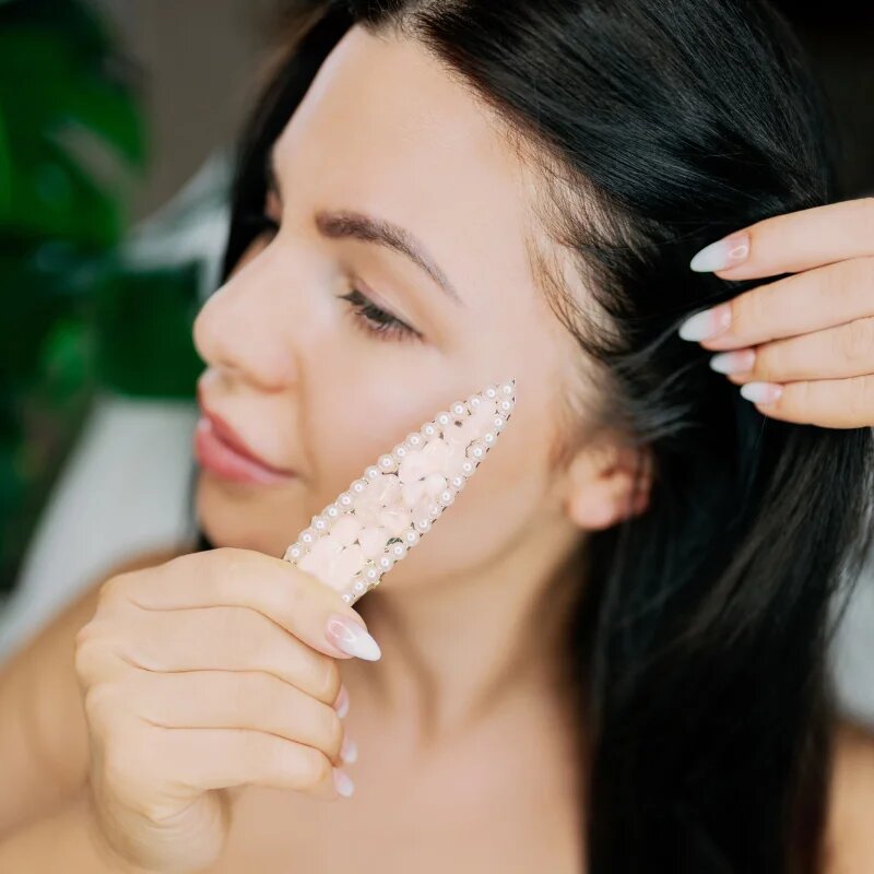 Crystallove Clear Quartz Hair Clip sponke za lase 1 kos