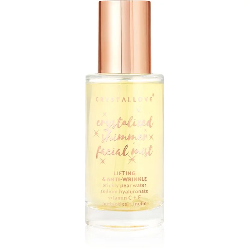 Crystallove Clear Quartz Shimmer Facial Mist meglica za obraz za osvetljevanje kože in hidratacijo 100 ml