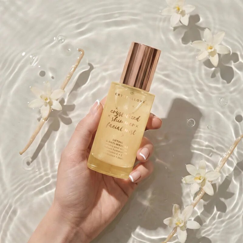 Crystallove Clear Quartz Shimmer Facial Mist meglica za obraz za osvetljevanje kože in hidratacijo 100 ml