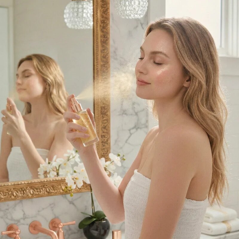 Crystallove Clear Quartz Shimmer Facial Mist meglica za obraz za osvetljevanje kože in hidratacijo 100 ml