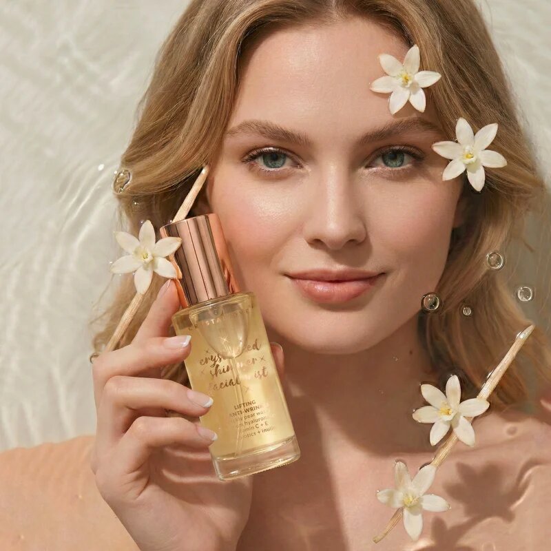 Crystallove Clear Quartz Shimmer Facial Mist meglica za obraz za osvetljevanje kože in hidratacijo 100 ml