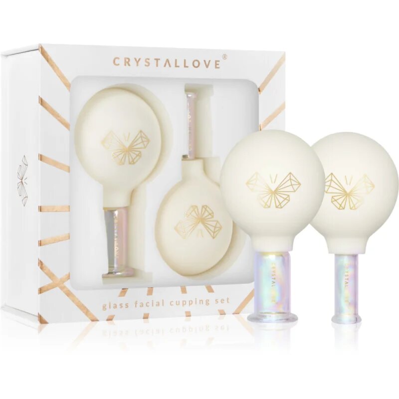 Crystallove Glass Facial Cupping Set komplet masažnih pripomočkov za obraz vrat in dekolte 2 kos