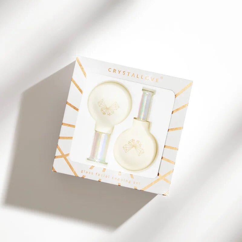 Crystallove Glass Facial Cupping Set komplet masažnih pripomočkov za obraz vrat in dekolte 2 kos