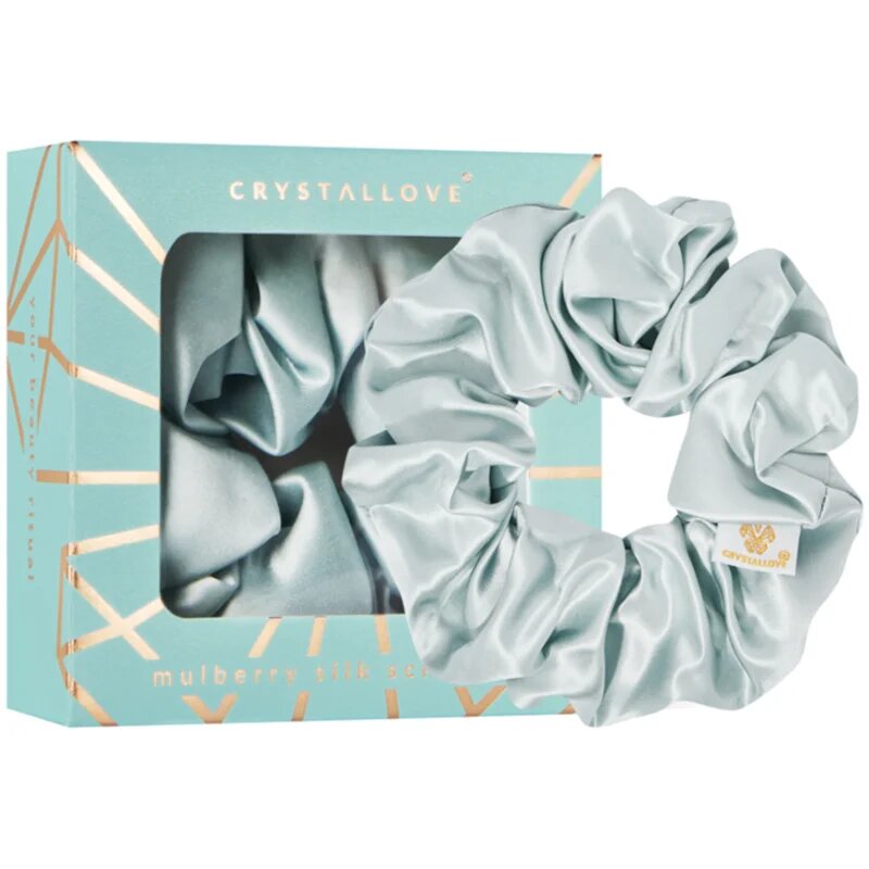 Crystallove Mulberry Silk Scrunchie svilena elastika za lase Amazonite 1 kos