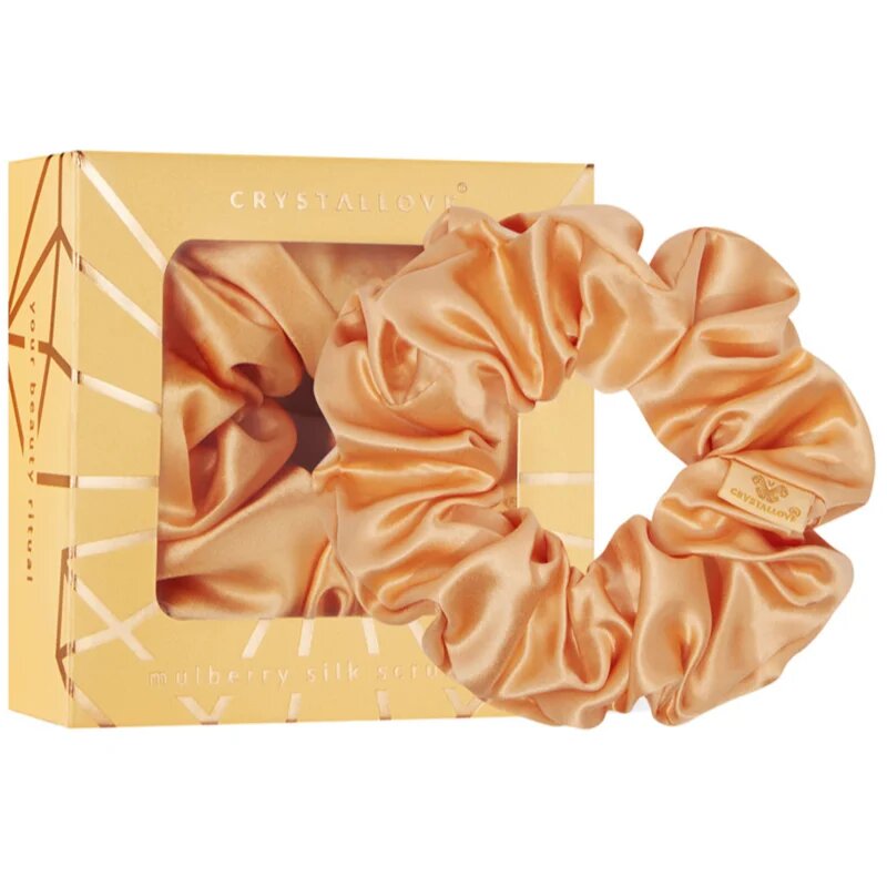 Crystallove Mulberry Silk Scrunchie svilena elastika za lase Peach fuzz 1 kos