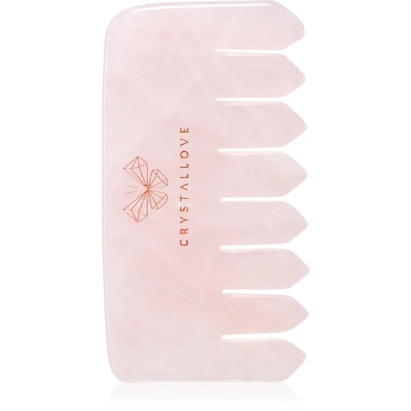 Crystallove Rose Quartz Comb pripomoček za masažo za lase in telo 1 kos