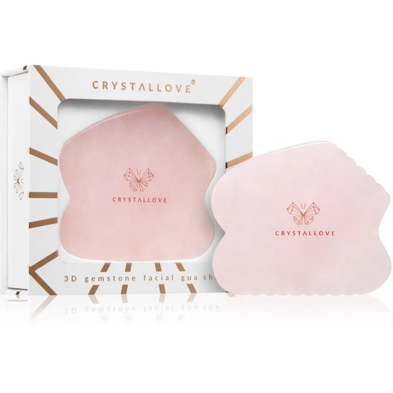 Crystallove Rose Quartz Contour Gua Sha pripomoček za masažo za obraz 1 kos