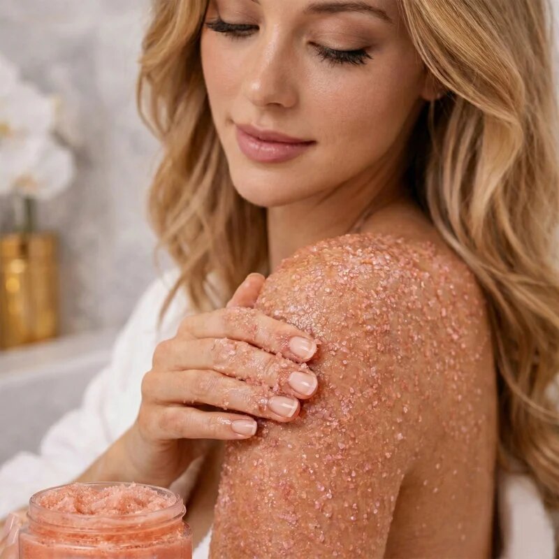 Crystallove Rose Quartz Shimmer Body Scrub piling za telo 200 g
