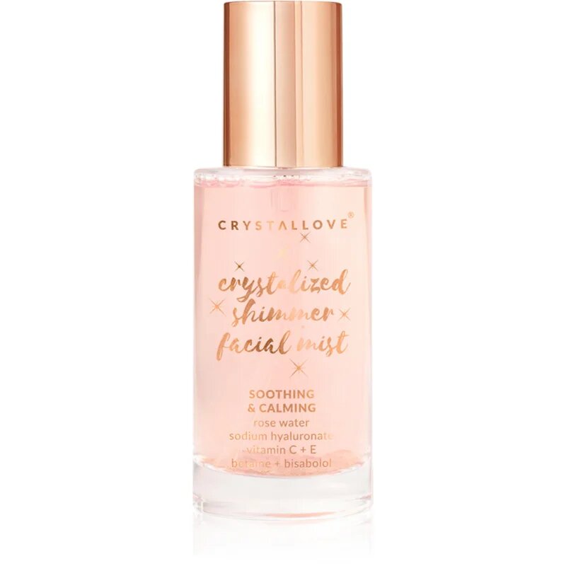 Crystallove Rose Quartz Shimmer Facial Mist meglica za obraz za osvetlitev kože 100 ml