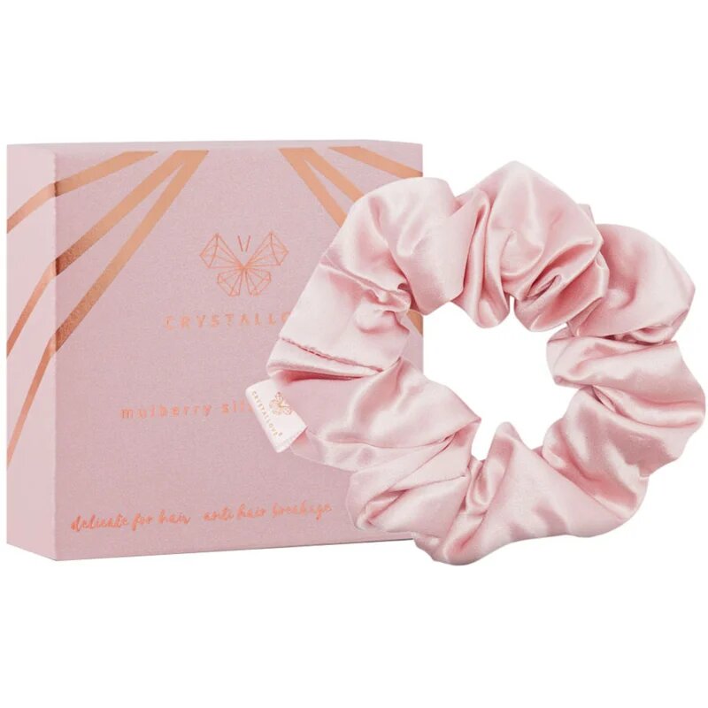 Crystallove Silk Scrunchie svilena elastika za lase Rose 1 kos