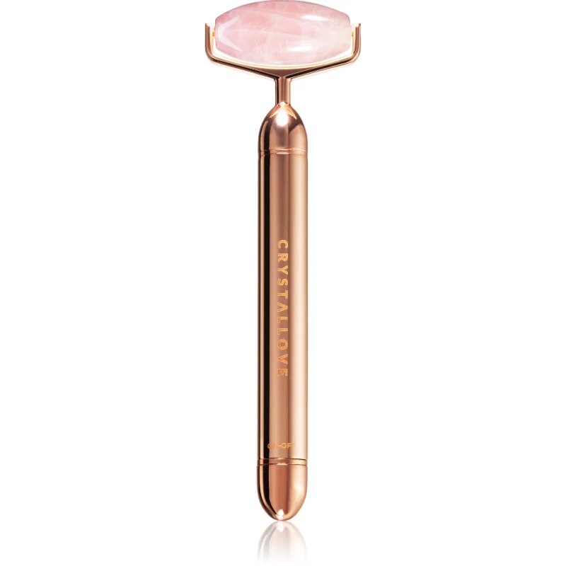 Crystallove Vibrating Roller Rose Quartz pripomoček za masažo za obraz 1 kos