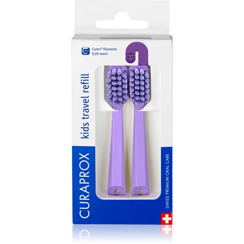 Curaprox Kids Travel refill nadomestne glave za zobno ščetko Purple 2 kos