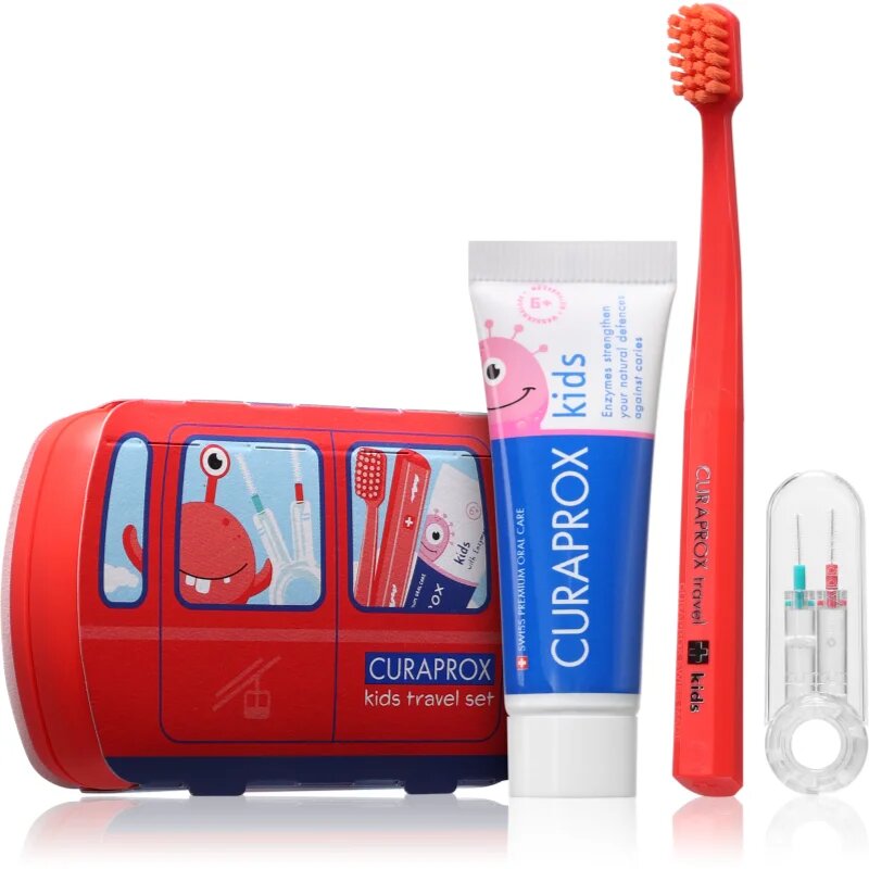 Curaprox Kids Travel Set potovalni set za kozmetiko za zobe jezik in dlesni za otroke 1 kos