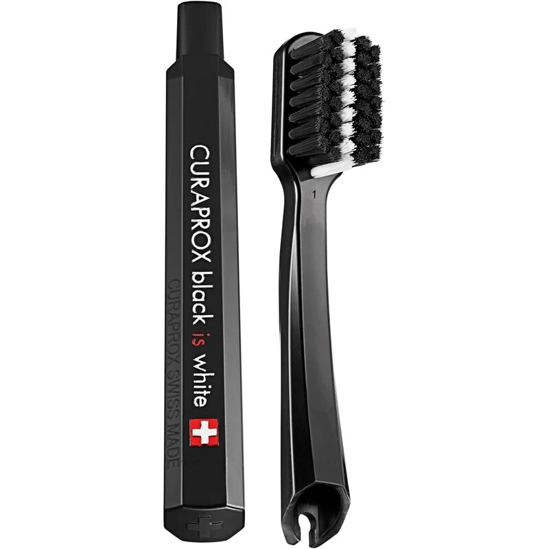 Curaprox Travel Set Black is White Potovalni set za zobe jezik in dlesni