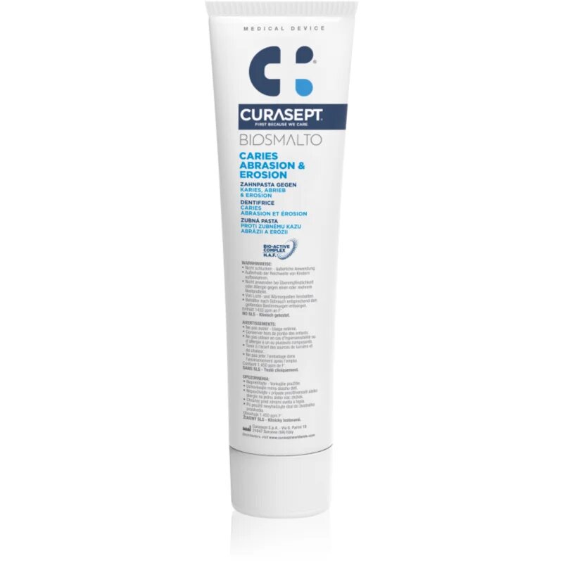 Curasept Caries Abrasion & Erosion zobna pasta ki ščiti pred kariesom 75 ml