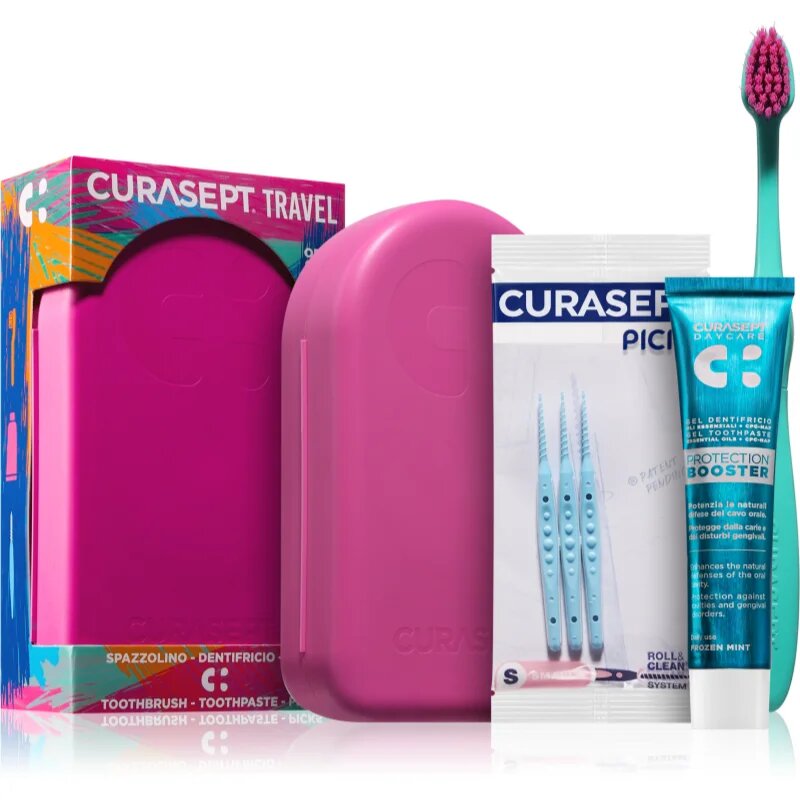Curasept Travel Set potovalni set za kozmetiko za zobe jezik in dlesni