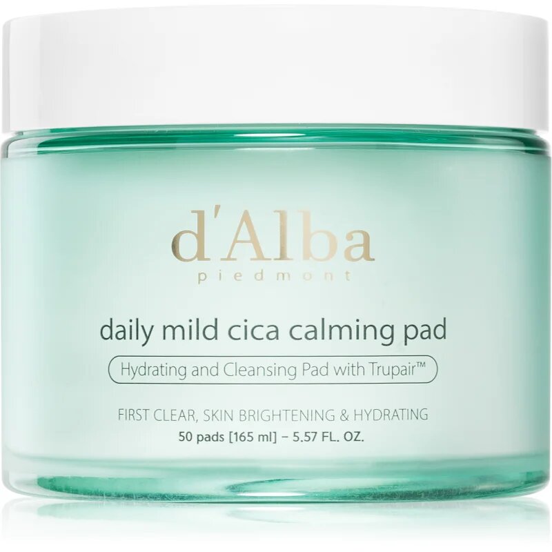 d'Alba Daily Mild Cica Calming Pad pomirjajoče blazinice za intenzivno hidracijo 50 kos