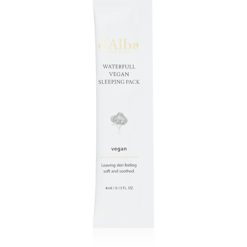 d'Alba Waterfull Vegan Sleeping Pack pomirjajoča vlažilna maska za noč 4x12 ml