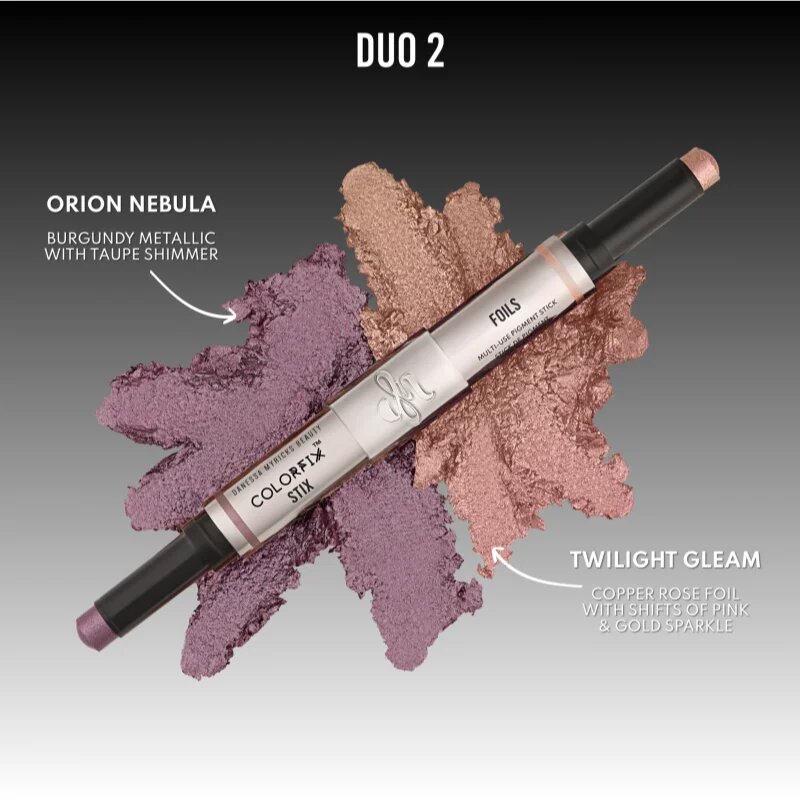 Danessa Myricks Beauty Colorfix Stix večnamensko ličilo za oči ustnice in obraz odtenek Duo 2 Orion Nebula/Twilight Gleam 2x3 g