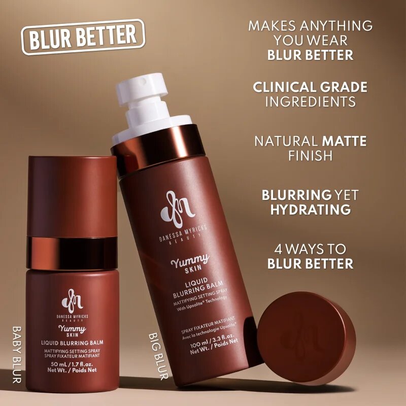 Danessa Myricks Beauty Yummy Skin Liquid Blurring Balm Setting Spray pršilo za fiksiranje make-upa z vlažilnim učinkom mini 50 ml