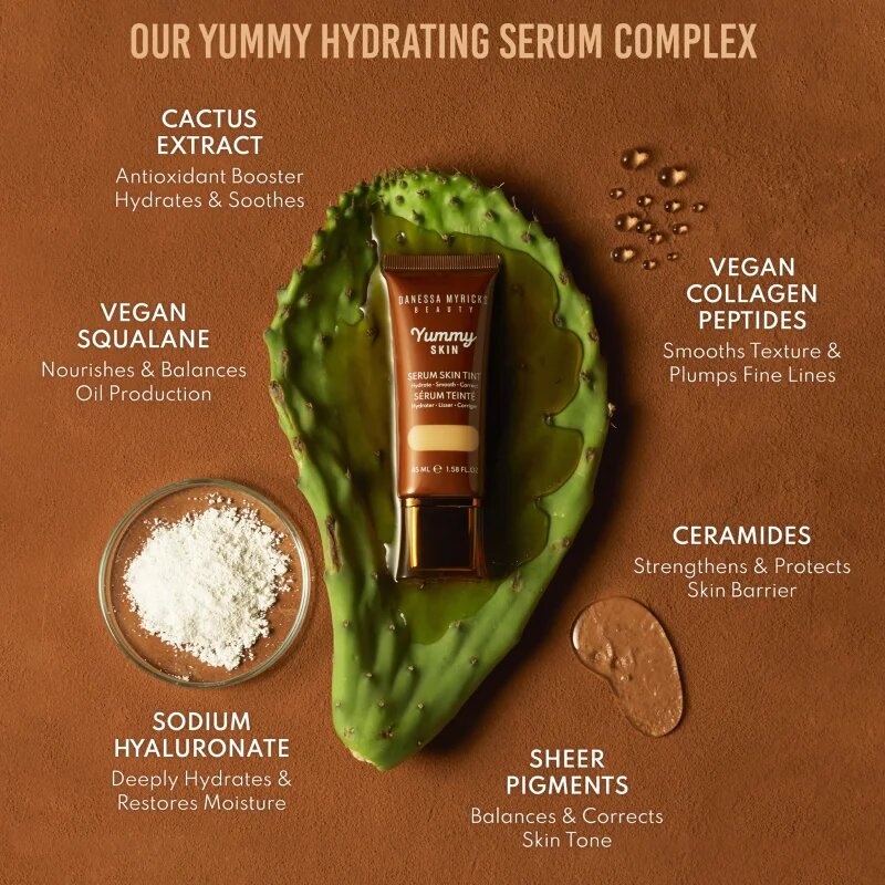 Danessa Myricks Beauty Yummy Skin Serum Skin Tint vlažilni tekoči puder z gladilnim učinkom odtenek 3 - Fair To Light Skin With Golden Yellow Underton