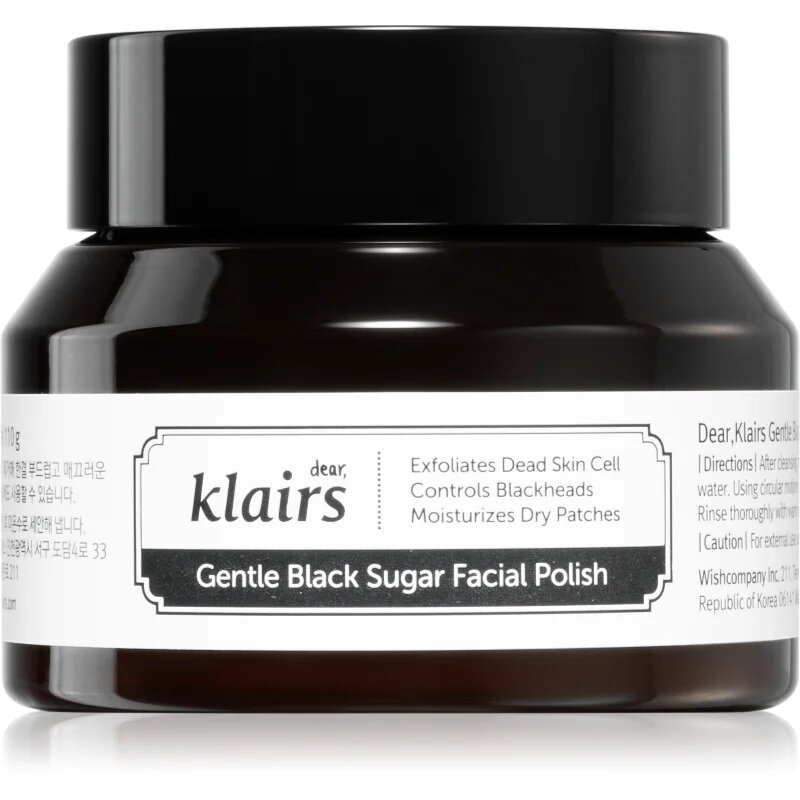 Dear Klairs Gentle Black Sugar Facial Polish vlažilni piling za obraz 110 g