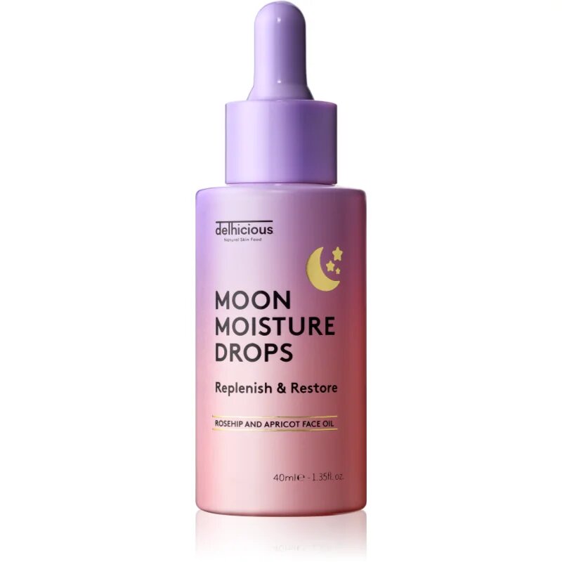 delhicious MOON MOISTURE DROPS hranilni oljni serum za regeneracijo in obnovo kože obraza 40 ml
