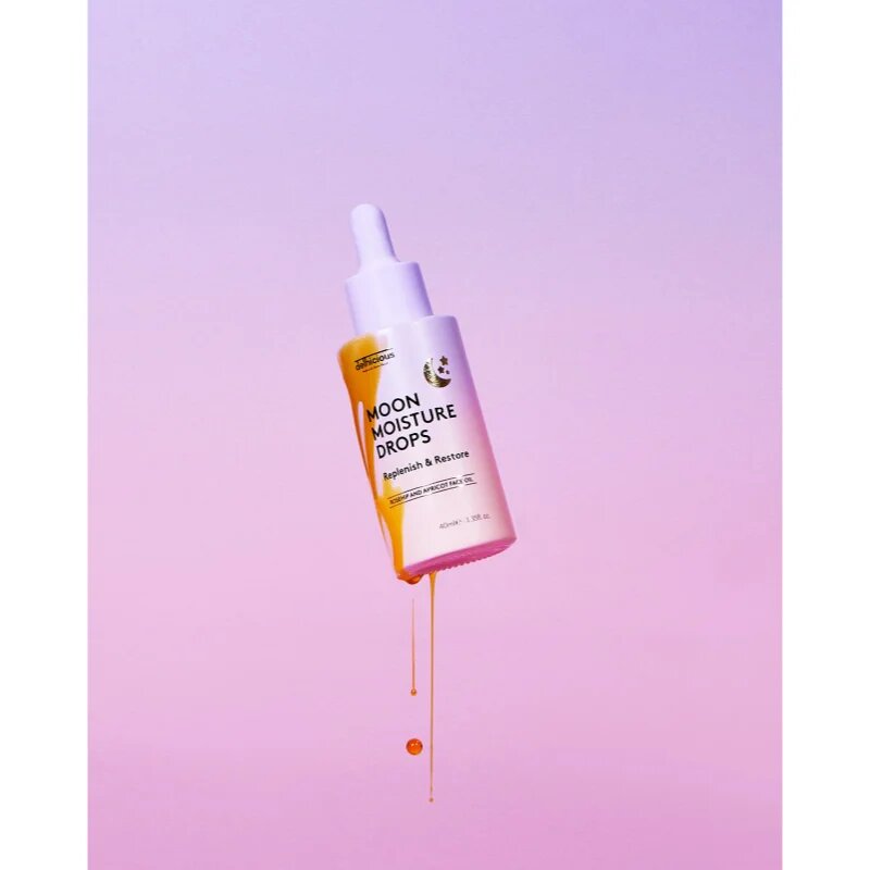 delhicious MOON MOISTURE DROPS hranilni oljni serum za regeneracijo in obnovo kože obraza 40 ml