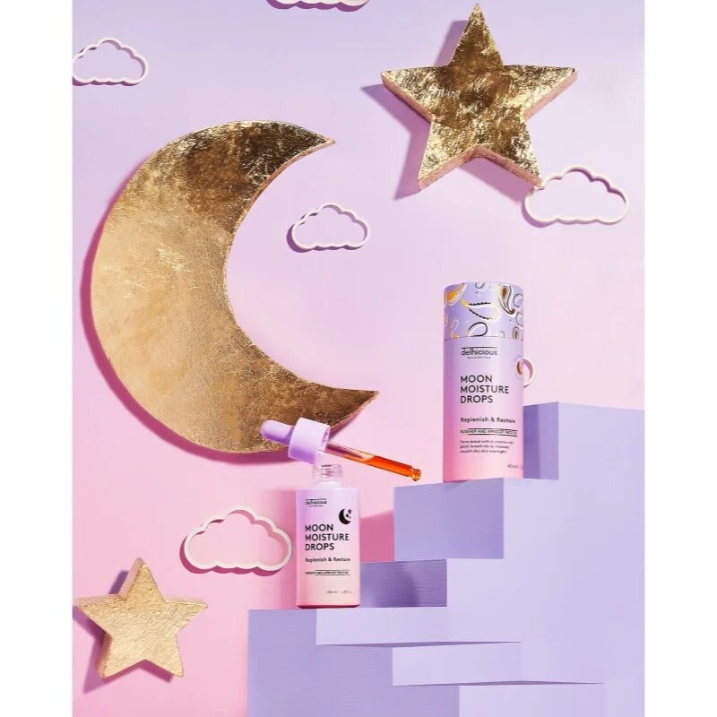 delhicious MOON MOISTURE DROPS hranilni oljni serum za regeneracijo in obnovo kože obraza 40 ml