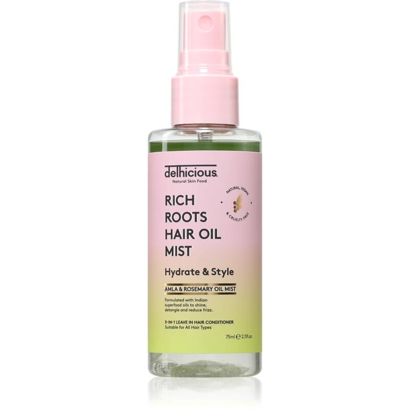delhicious RICH ROOTS 5-in-1 Hair Oil Mist balzam brez spiranja v pršilu 75 ml