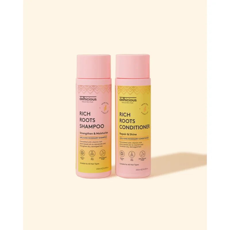delhicious RICH ROOTS Repair & Shine Conditioner obnovitveni balzam za sijaj in mehkobo las 250 ml