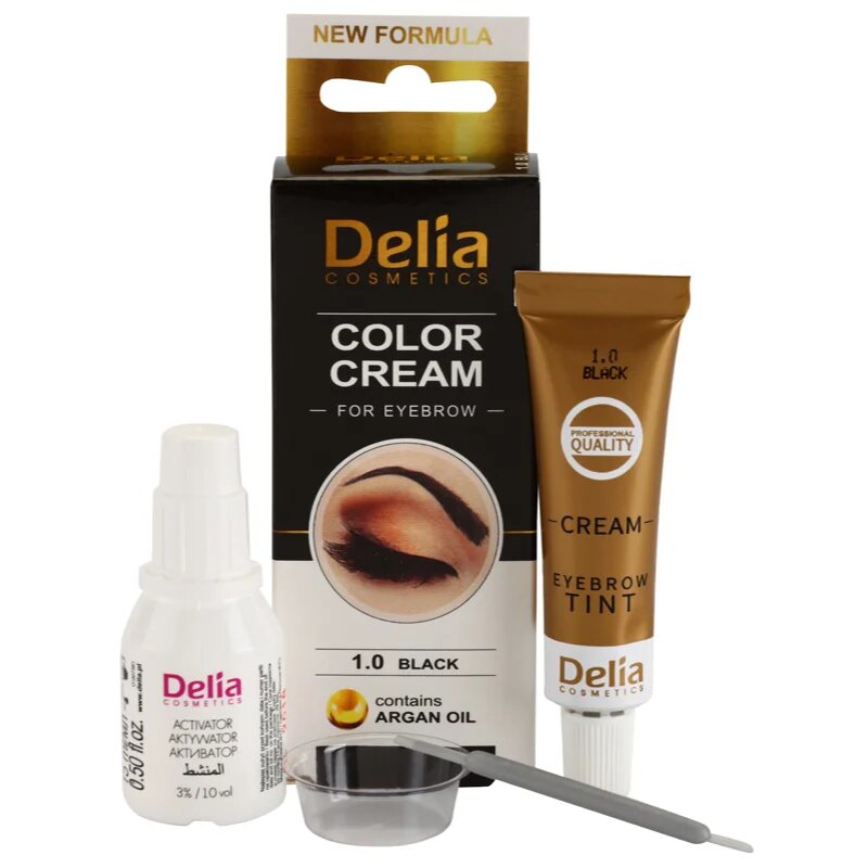 Delia Cosmetics Argan Oil barva za obrvi odtenek 1.0 Black 15 ml