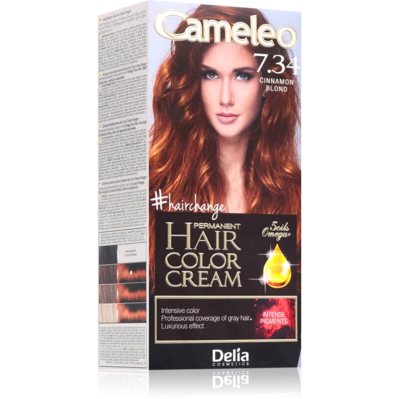 Delia Cosmetics Cameleo Omega permanentna barva za lase odtenek 7.34 Cinnamon Blond 1 kos
