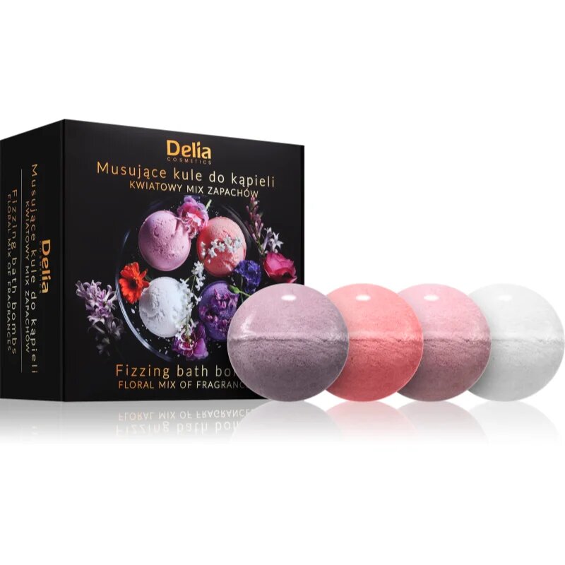 Delia Cosmetics Fizzing Bath Bombs Floral Mix darilni set za kopel 4x100 g