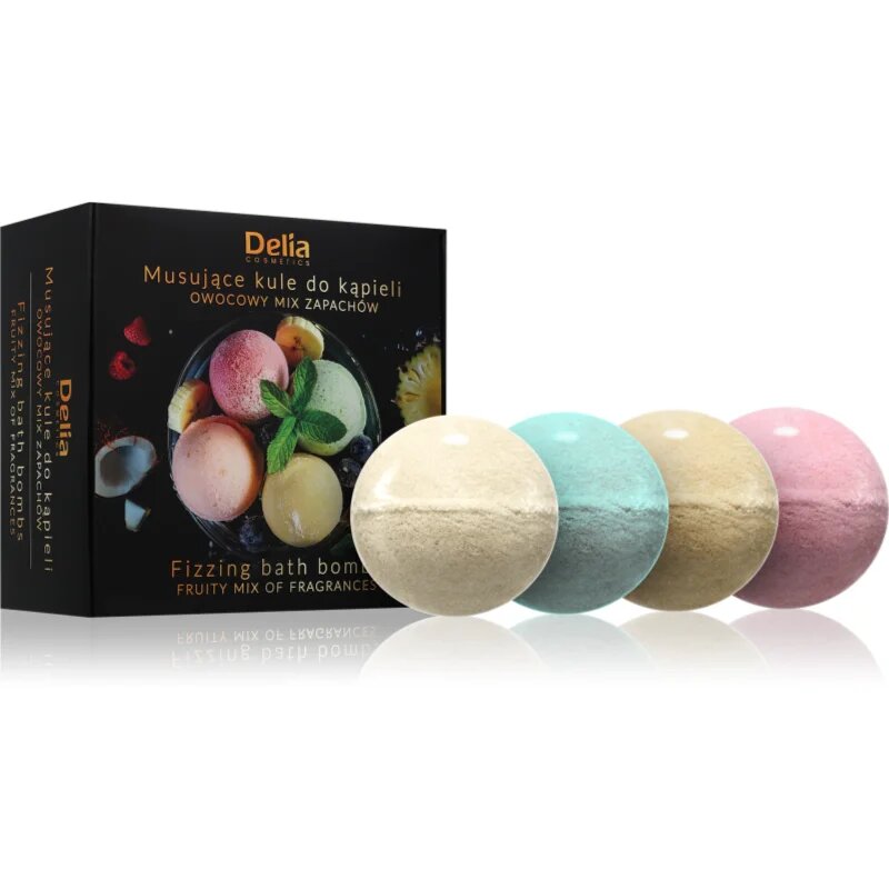 Delia Cosmetics Fizzing Bath Bombs Fruity Mix darilni set za kopel 4x100 g