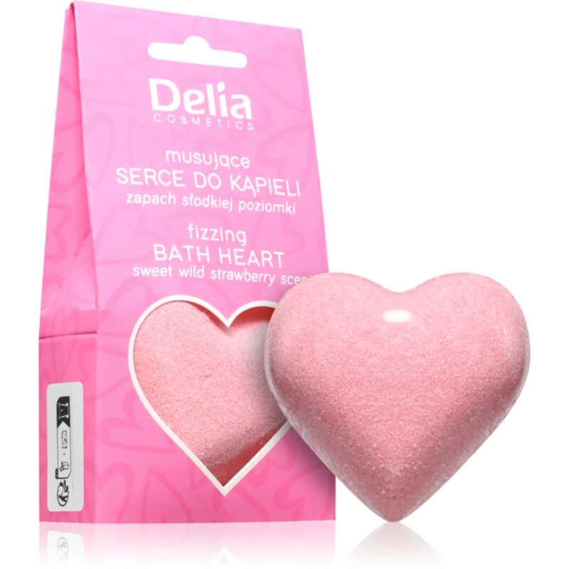 Delia Cosmetics Fizzing Bath Heart Wild Strawberry kroglica za kopel z jagodnim okusom 100 g