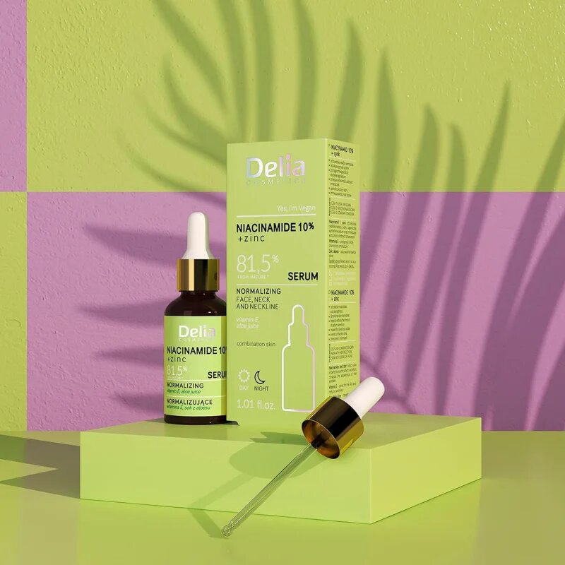 Delia Cosmetics Niacinamide 10% + zinc obnovitveni serum za obraz vrat in dekolte 30 ml