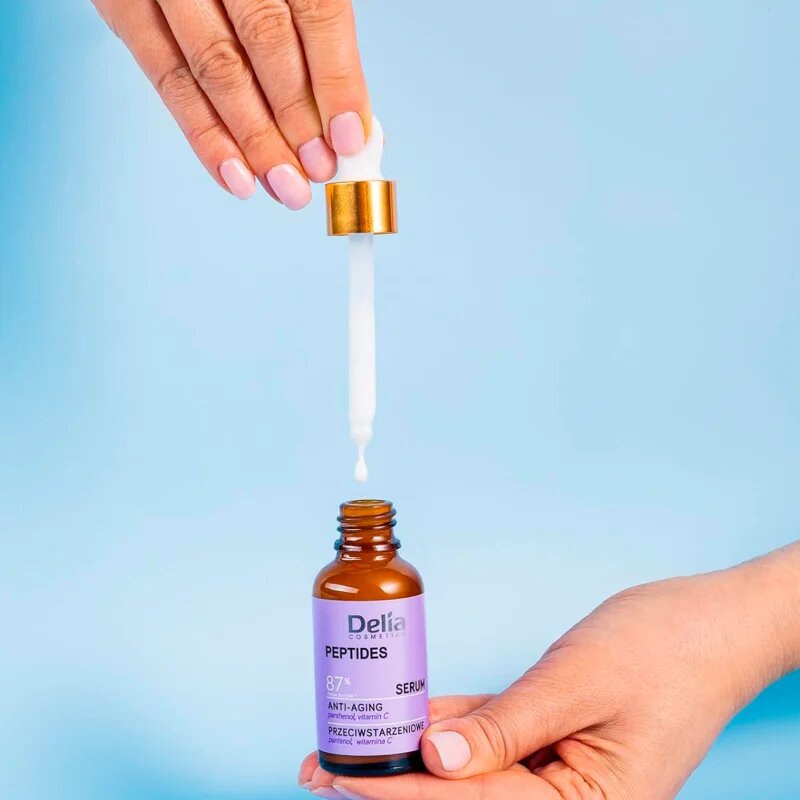 Delia Cosmetics Peptides serum proti staranju kože za obraz vrat in dekolte 30 ml