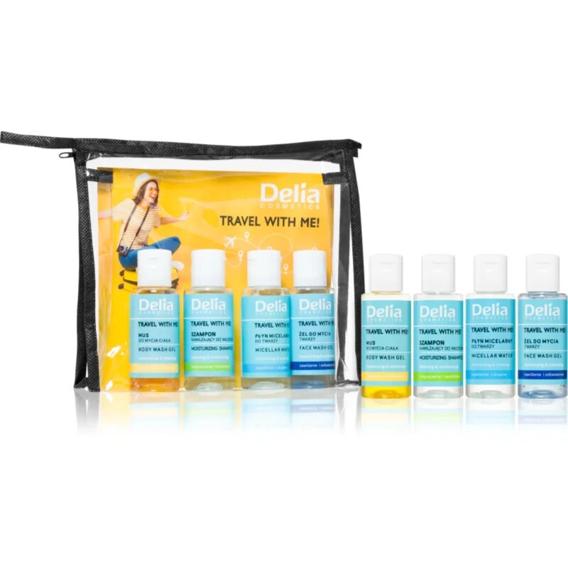 Delia Cosmetics Travel with me Potovalni set za obraz telo in lase