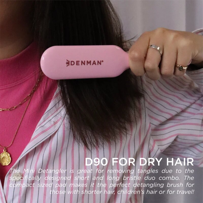 Denman Detangling D90 The Mini Detangler krtača za lažje razčesavanje las Pink Crush 1 kos