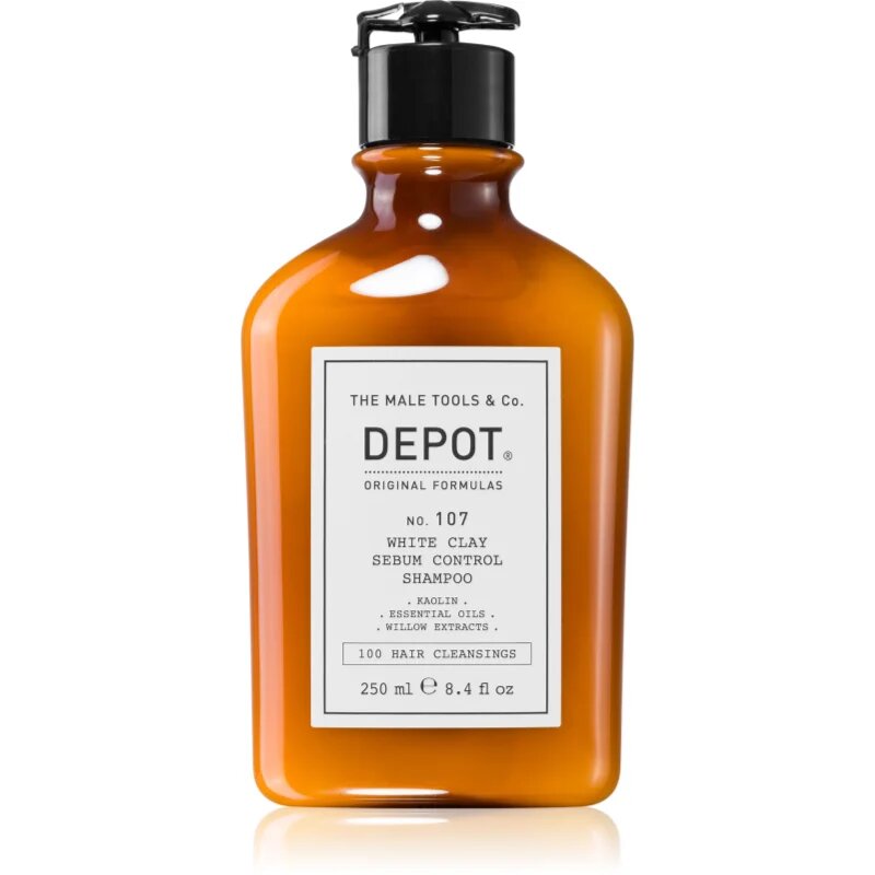 Depot 100 HAIR CLEANSING NO. 107 WHITE CLAY SEBUM SHAMPOO čistilni šampon za mastne lase in lasišče 250 ml