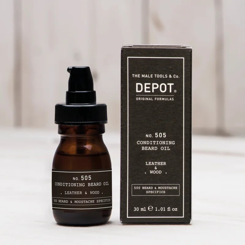 Depot 500 BEARD & MOUSTACHE SPECIFICS NO. 505 CONDITIONING BEARD OIL olje za brado Leather & Wood 30 ml