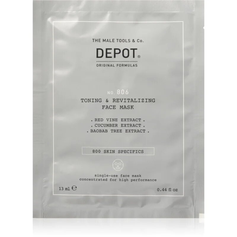 Depot NO. 806 TONING & REVITALIZING FACE MASK revitalizacijska maska za obraz za moške 12x13 ml